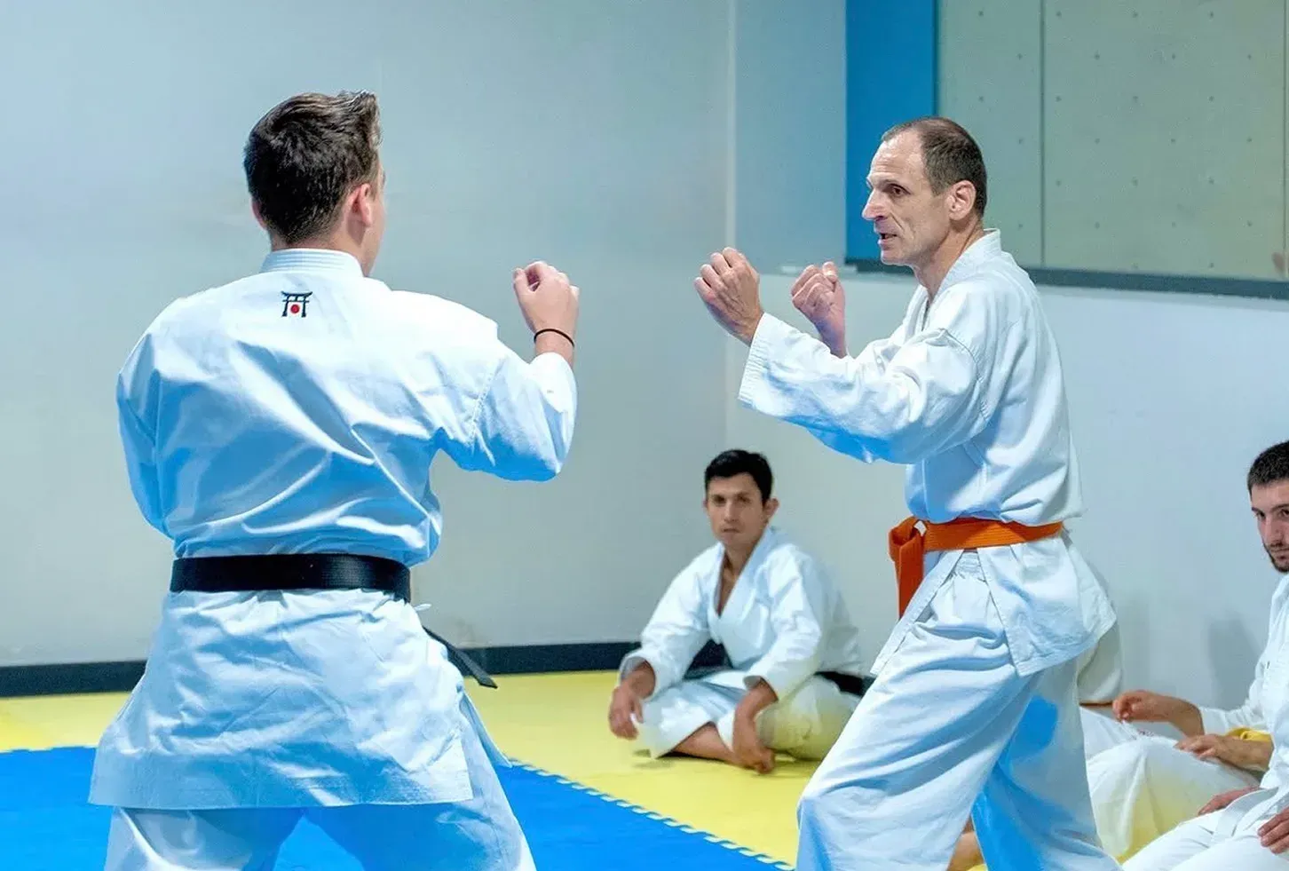 Due allievi durante un esercizio di Karate Shito-Ryu al Nuovo Dojo Trento